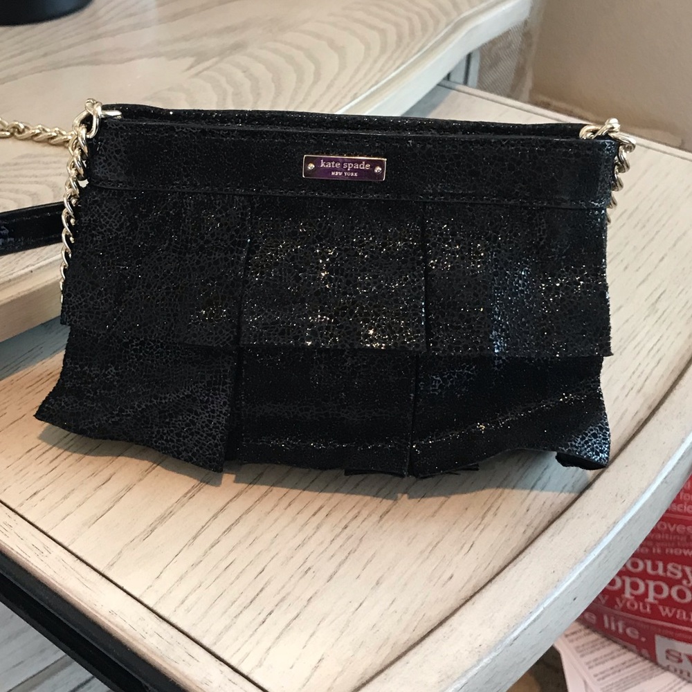 Kate Spade Black ruffle mini crossbody
